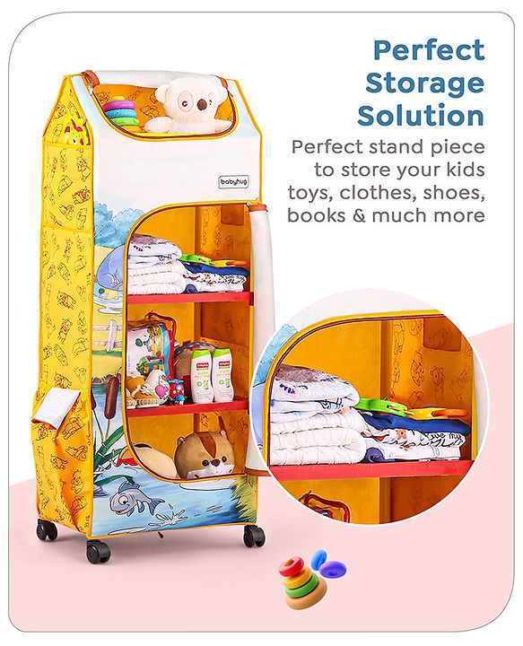 Babyhug Disney 4 Shelved Almirah With Wheels Winnie The Pooh Theme - Yellow