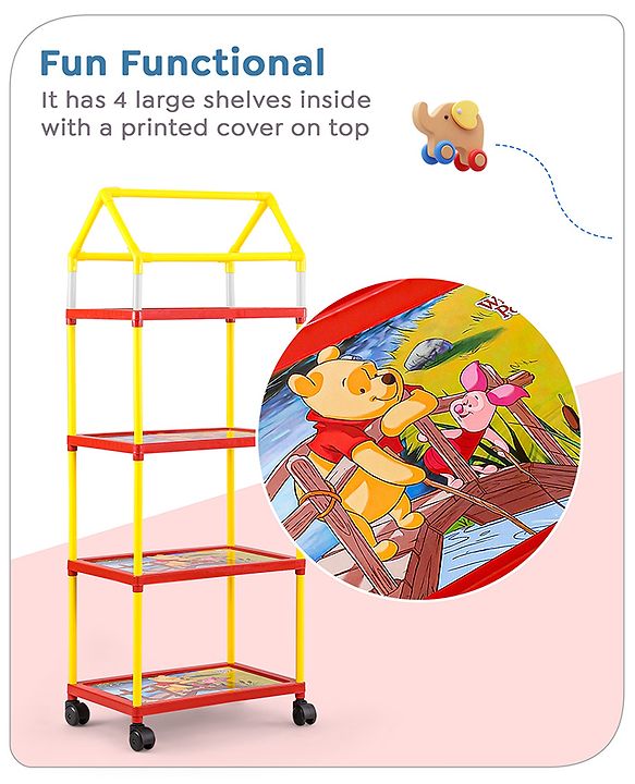 Babyhug Disney 4 Shelved Almirah With Wheels Winnie The Pooh Theme - Yellow