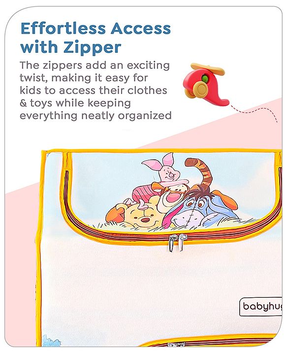Babyhug Disney 4 Shelved Almirah With Wheels Winnie The Pooh Theme - Yellow