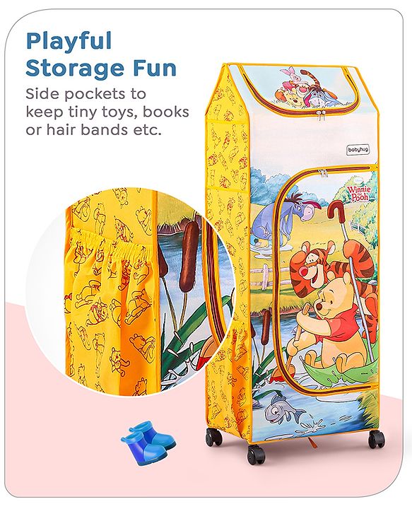 Babyhug Disney 4 Shelved Almirah With Wheels Winnie The Pooh Theme - Yellow