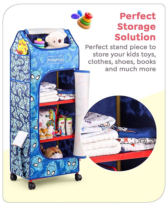 Babyhug Disney 4 Shelved Almirah With Wheels Winnie The Pooh Theme - Yellow