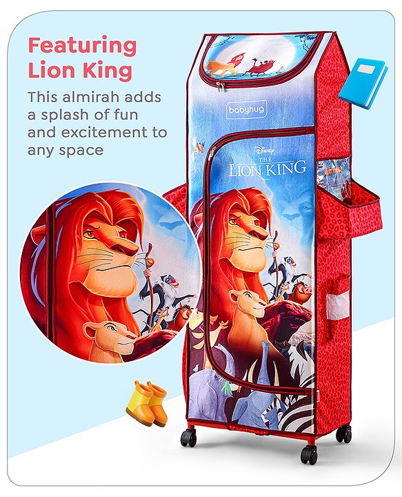 Babyhug Disney 5 Shelved Almirah With Wheels The Lion King Theme - Blue