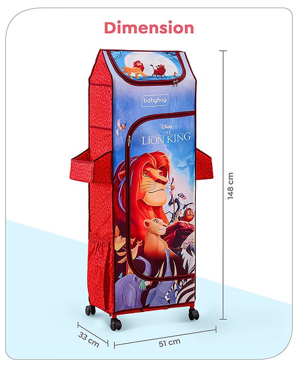 Babyhug Disney 5 Shelved Almirah With Wheels The Lion King Theme - Blue