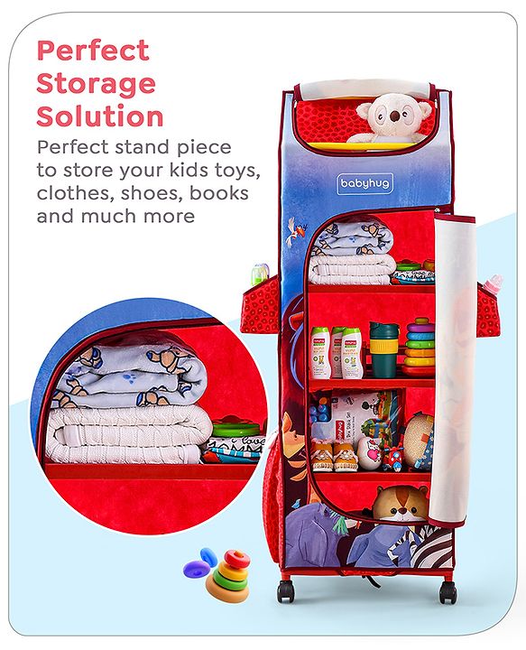 Babyhug Disney 5 Shelved Almirah With Wheels The Lion King Theme - Blue