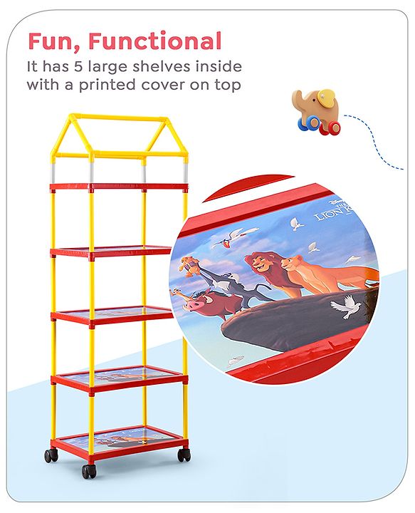 Babyhug Disney 5 Shelved Almirah With Wheels The Lion King Theme - Blue