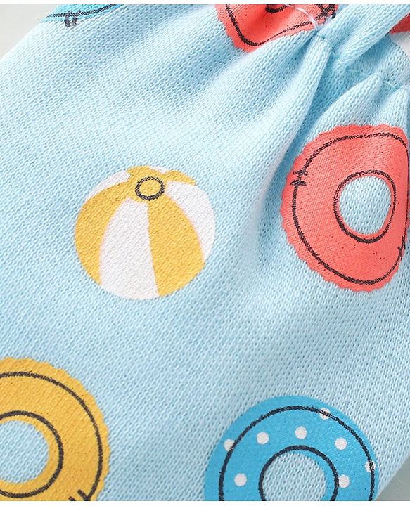 Babyhug 100% Cotton Mittens & Booties Water Rings Print - Blue