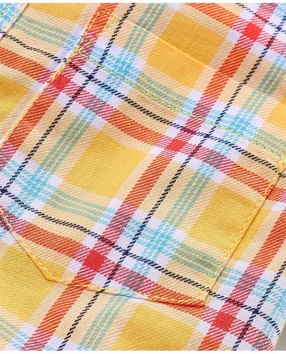 Babyhug Cotton Woven Half Sleeves Checks Shirt & Shorts Set with Bow - Multicolour
