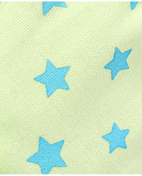 Babyhug 100% Cotton Knit Mittens & Booties Set with Star Print - Green