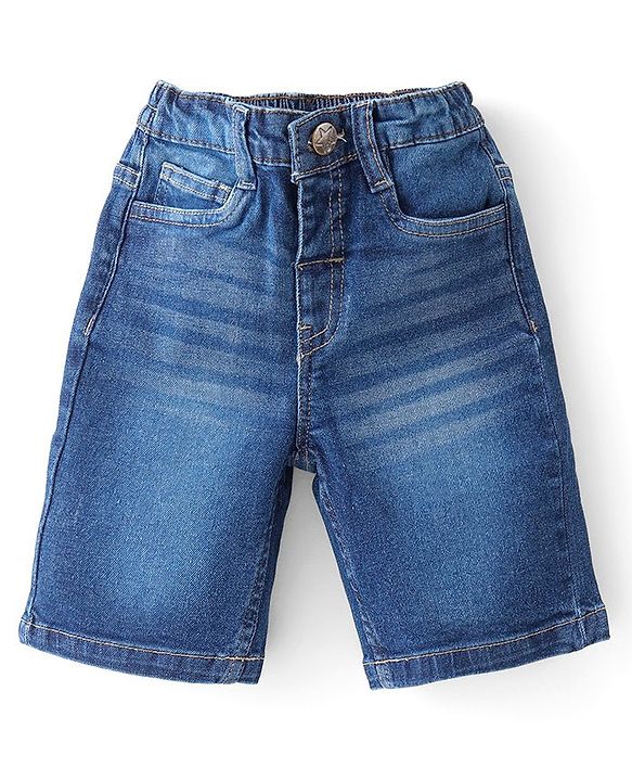Babyhug Cotton Woven Half Sleeves Striped Shirt & Denim Shorts Set - Multicolor