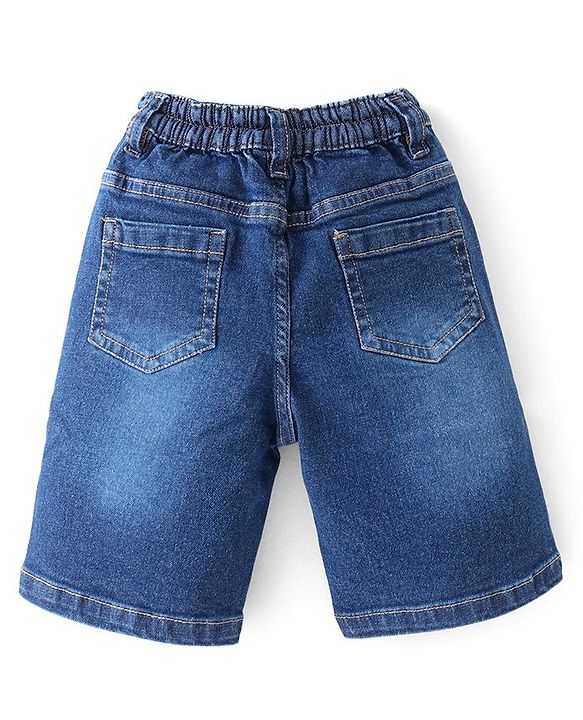 Babyhug Cotton Woven Half Sleeves Striped Shirt & Denim Shorts Set - Multicolor
