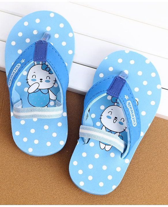 Cute Walk by Babyhug Flip Flops With Back Strap Bunny Print - Blue