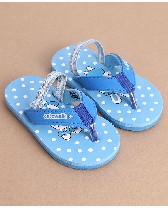 Cute Walk by Babyhug Flip Flops With Back Strap Bunny Print - Blue