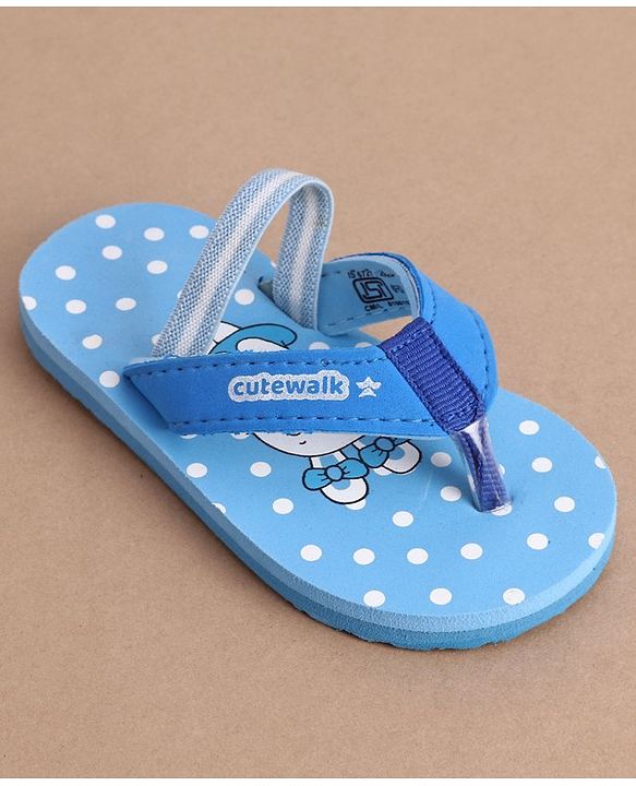 Cute Walk by Babyhug Flip Flops With Back Strap Bunny Print - Blue