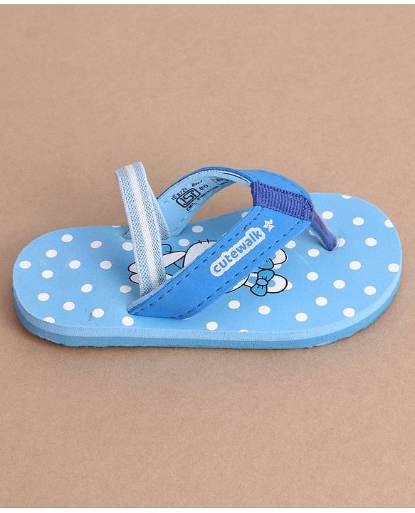 Cute Walk by Babyhug Flip Flops With Back Strap Bunny Print - Blue