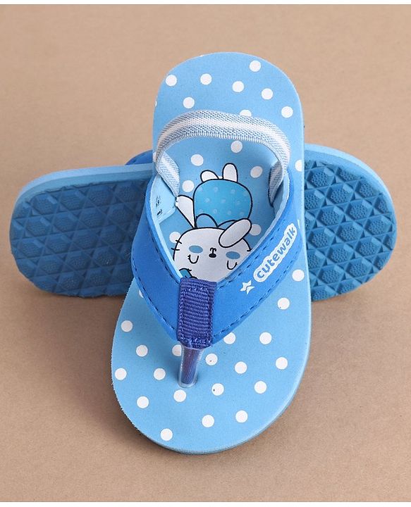 Cute Walk by Babyhug Flip Flops With Back Strap Bunny Print - Blue