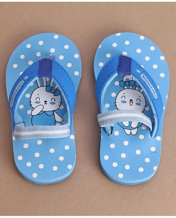 Cute Walk by Babyhug Flip Flops With Back Strap Bunny Print - Blue