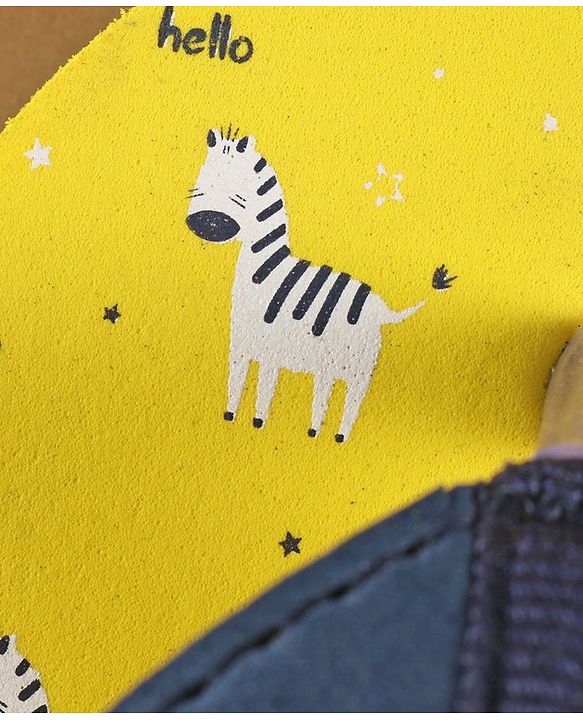 Cute Walk by Babyhug Slip On Flip Flops with Zebra Print & Back Strap - Yellow