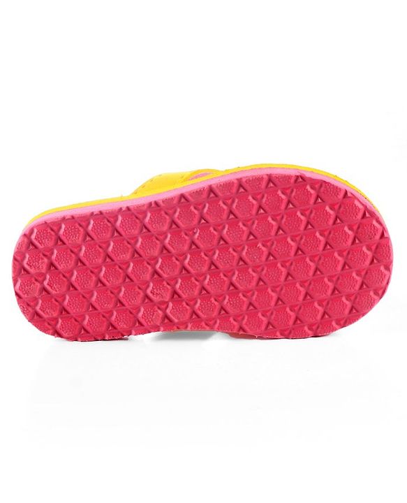 Cute Walk by Babyhug Slip On Flip Flops Floral Print - Yellow & Pink