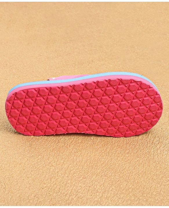 Cute Walk by Babyhug Slip On Flip Flops with Back Strap & Floral Print - Blue & Pink