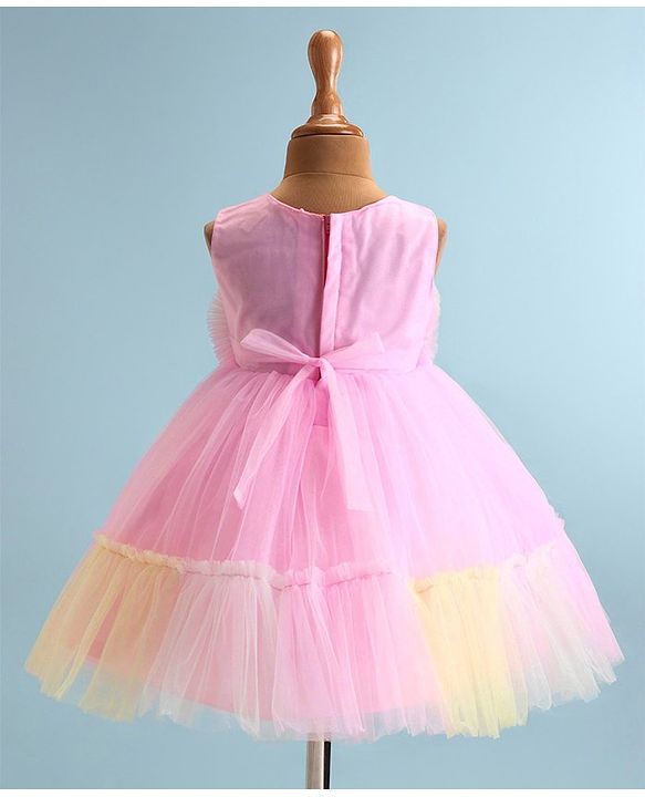 Babyhug Woven Sleeveless Tiered Party Dress With Frill Detailing  - Multicolour