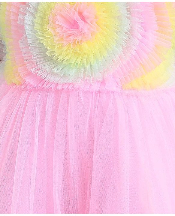 Babyhug Woven Sleeveless Tiered Party Dress With Frill Detailing  - Multicolour
