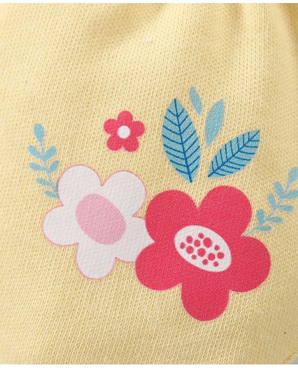 Babyhug 100% Cotton Interlock Knit Mittens with Floral Print Pack of 3 - Pink Yellow & Navy