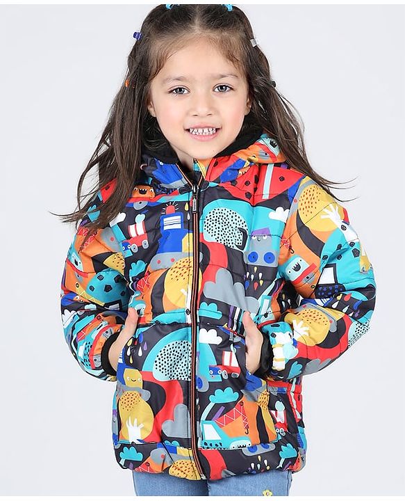 Babyhug Full Sleeve Hooded  Jacket with Abstract Print - Multicolour
