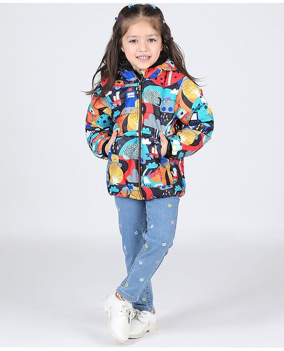 Babyhug Full Sleeve Hooded  Jacket with Abstract Print - Multicolour