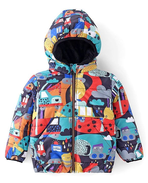 Babyhug Full Sleeve Hooded  Jacket with Abstract Print - Multicolour