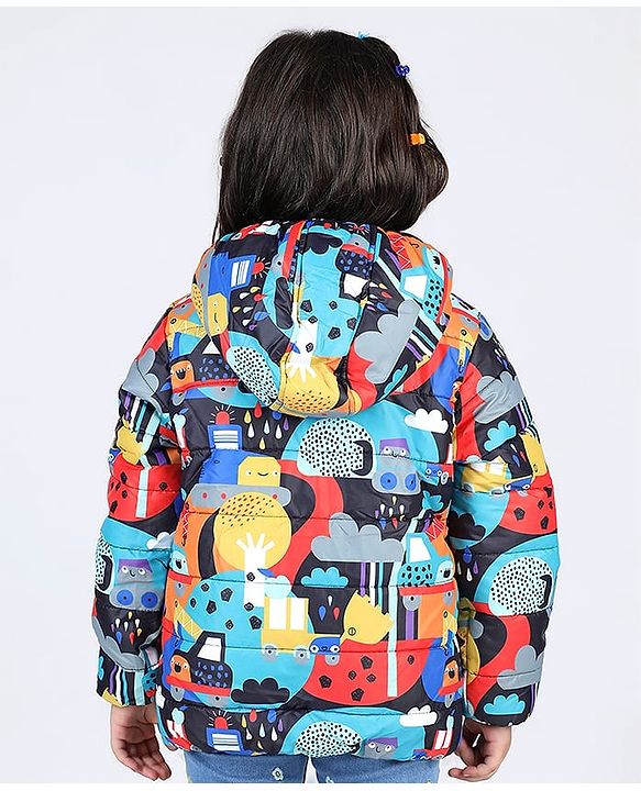 Babyhug Full Sleeve Hooded  Jacket with Abstract Print - Multicolour