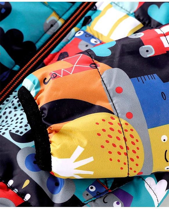 Babyhug Full Sleeve Hooded  Jacket with Abstract Print - Multicolour