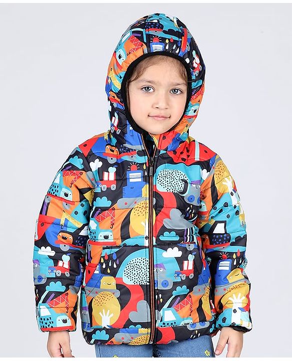Babyhug Full Sleeve Hooded  Jacket with Abstract Print - Multicolour