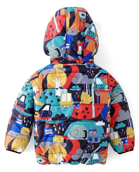 Babyhug Full Sleeve Hooded  Jacket with Abstract Print - Multicolour