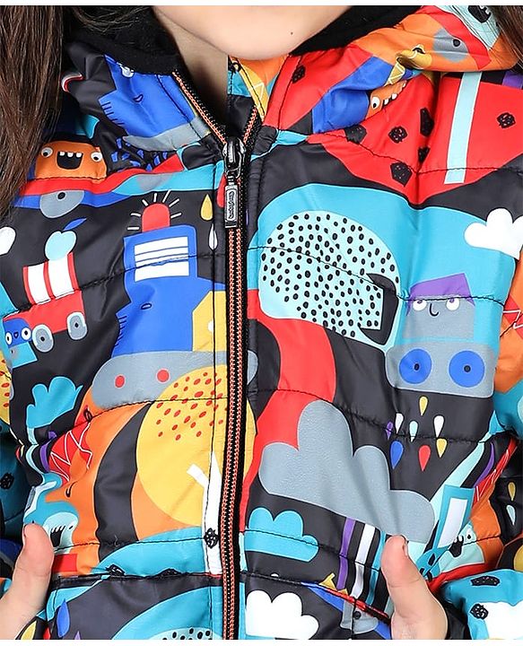 Babyhug Full Sleeve Hooded  Jacket with Abstract Print - Multicolour