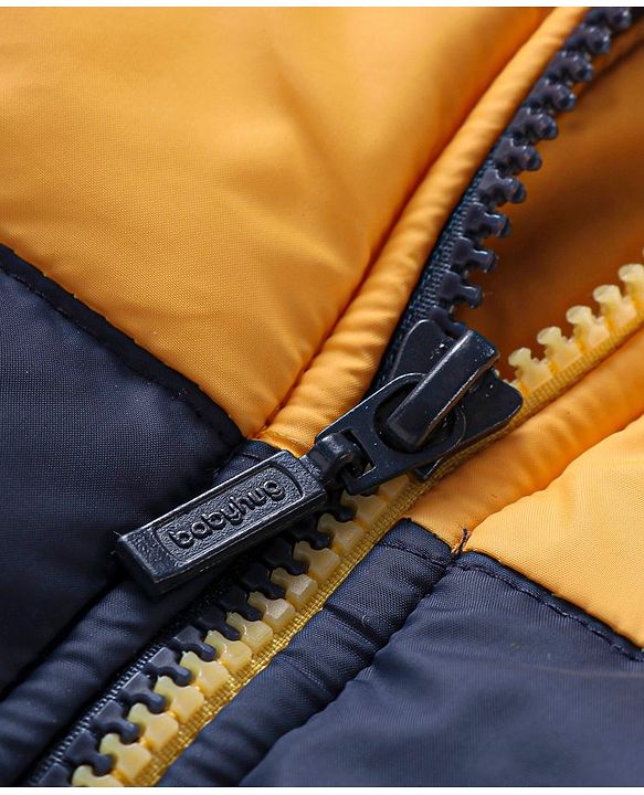 Babyhug Full Sleeves Hooded Jacket with Animal Patch - Yellow
