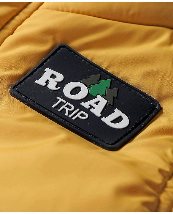 Babyhug Woven Full Sleeves Hooded Jacket with 3D Applique - Mustard Yellow