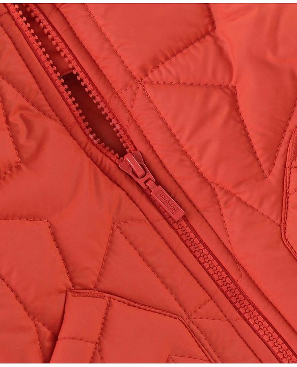 Babyhug Full Sleeves Padded Winter Jacket with Hood Star Design - Orange