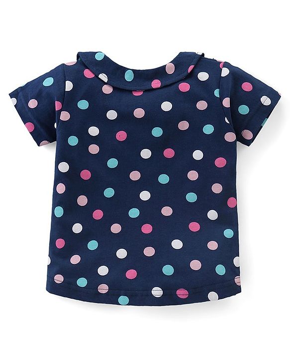 Babyhug Cotton Half Sleeves Night Suit With Polka Dots - Blue