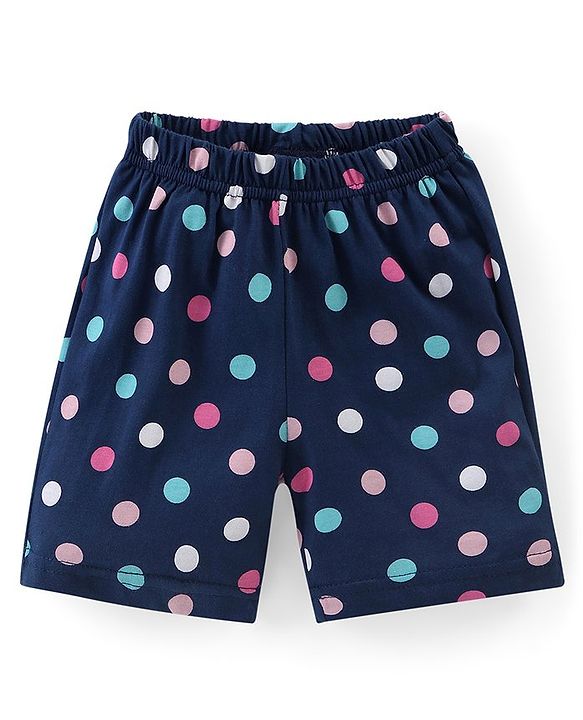 Babyhug Cotton Half Sleeves Night Suit With Polka Dots - Blue