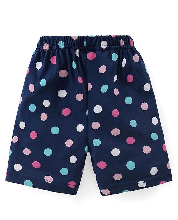 Babyhug Cotton Half Sleeves Night Suit With Polka Dots - Blue