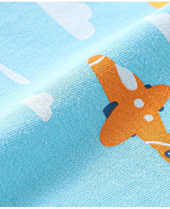 Babyhug Cotton Half Sleeves Night Suit With Airplanes Print - Blue