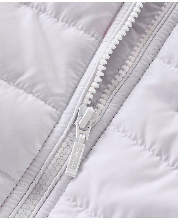 Babyhug Woven Full Sleeves Hoodie With Alphabet Patch- White