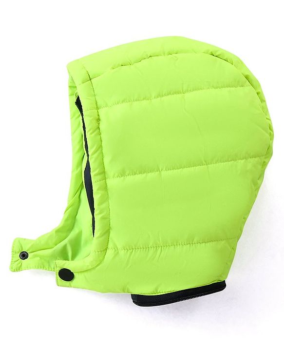 Babyhug Full Sleeves Colour Blocked Padded Jacket with Detachable Hood - Green & Blue
