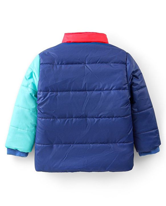 Babyhug Full Sleeves Colour Blocked Padded Jacket with Detachable Hood - Multicolour