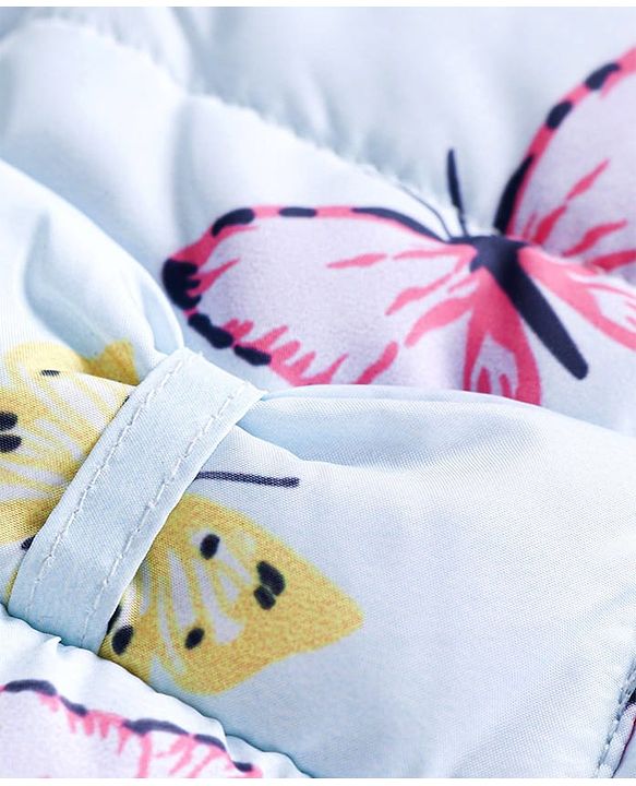 Babyhug Full Sleeves Hooded Jacket with Butterfly Print - Sky Blue