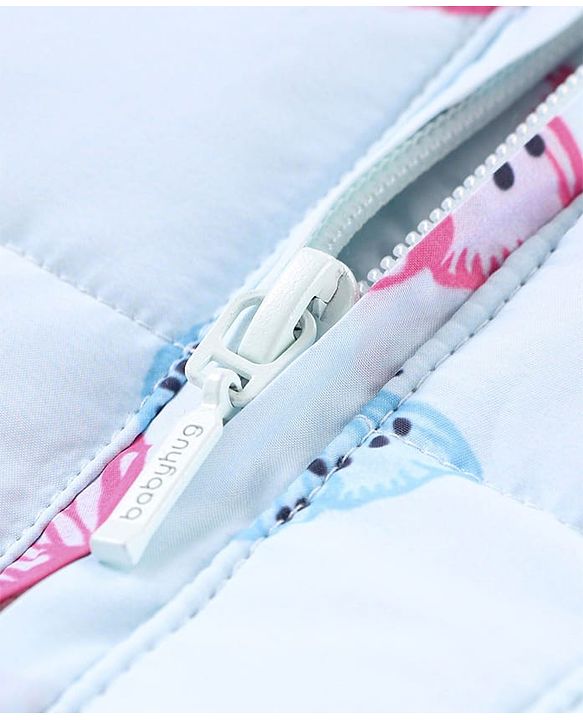 Babyhug Full Sleeves Hooded Jacket with Butterfly Print - Sky Blue
