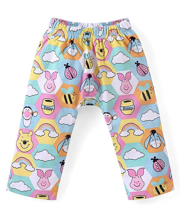 Babyhug Disney Cotton Knit Full Length Leggings with Winnie the Pooh Graphics Pack of 3 - Multicolour