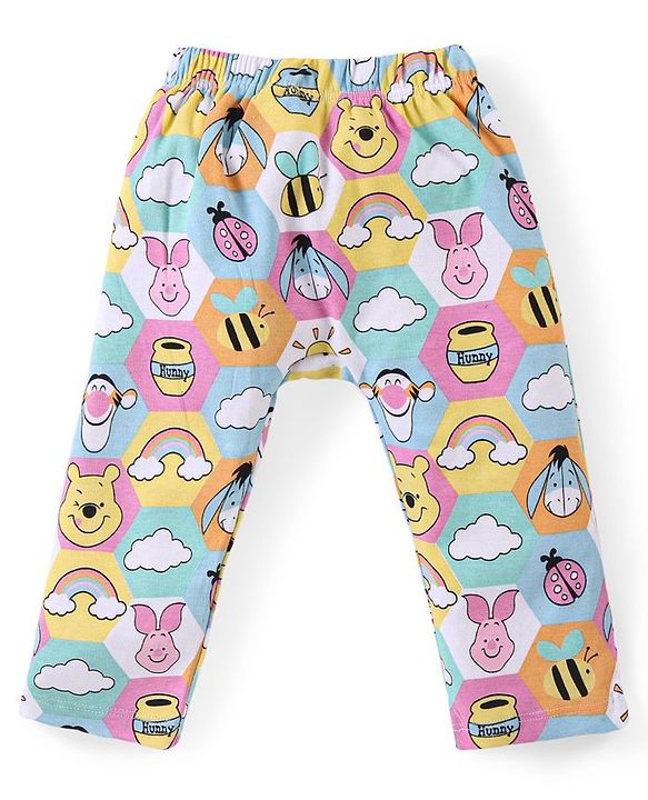 Babyhug Disney Cotton Knit Full Length Leggings with Winnie the Pooh Graphics Pack of 3 - Multicolour