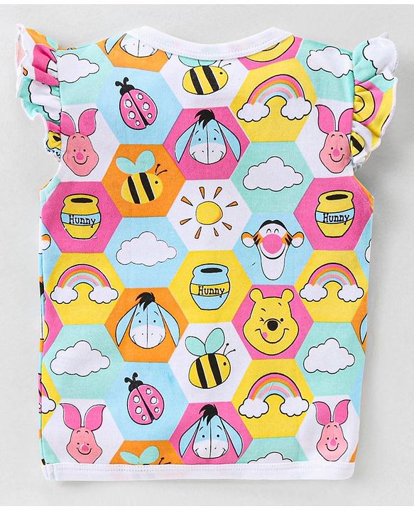 Babyhug Disney Cotton Knit Frill Sleeves Front Open Jhablas with Polka Dots & Winnie The Pooh Print Pack of 3  - Pink White & Green
