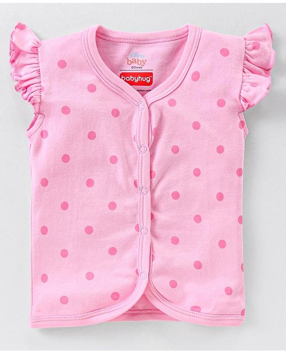 Babyhug Disney Cotton Knit Frill Sleeves Front Open Jhablas with Polka Dots & Winnie The Pooh Print Pack of 3  - Pink White & Green